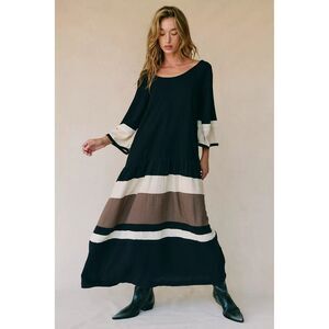 Free People Free Est Manda Midi Dress Colorblock Striped Printed S NEW 285159